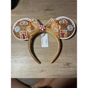 Disney Gingerbread‎ Minnie Mouse Ears Headband Sparkle Bow Candy Holiday